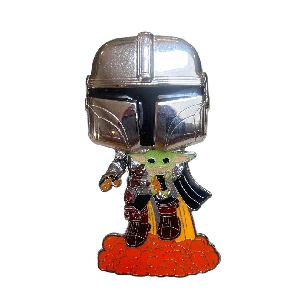 Funko Pop Star Wars The Mandalorian and Grogu Large Enamel Pin with Stand 4.5"
